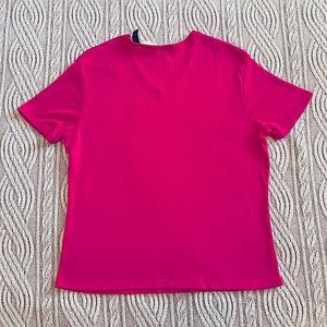 Pink Short Sleeve V-neck Blouse Size Large